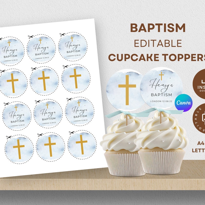 Baptism Cupcake Toppers - Etsy