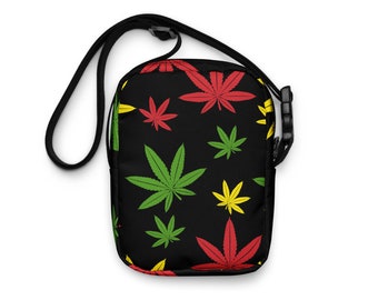 Borsa a tracolla borsa a tracolla accessori stoner regalo cannabis I marijuana foglia di canapa nera IKushISmokeIGanjaIRastafariI 420 regalo