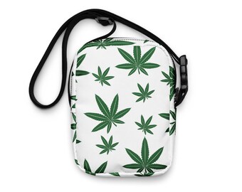 Umhängetasche Schultertasche Accessoires Kiffergeschenk Cannabis I Marihuanna Hanfblatt WeißIKushISmokeIGanjaIRastafariI 420 Geschenk