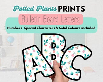Potted Plants Bulletin Board Letters, Boho Classroom Decor (Printable)