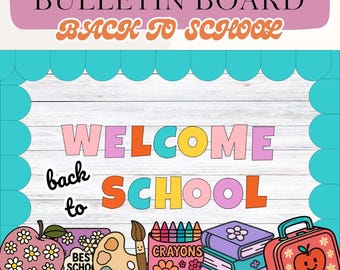 Retro Pastel Back to School Bulletin Board Kit – Editable Canva Classroom Decor – Welcome Back to School Printable – Digital Download
