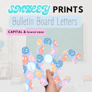 Smiley Retro Bulletin Board Letters | Groovy Classroom Decor | Printable A-Z Letters | Bright Happy Bulletin Board | Teacher Back to School