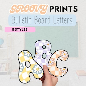 Groovy Bulletin Board Letters A-Z | Printable Alphabet, Numbers, Symbols | Classroom Decor | 70s Retro Letters | Instant Download