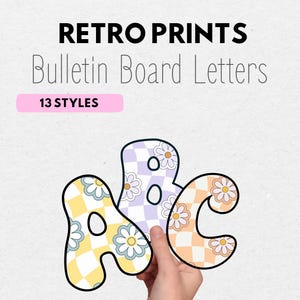 Retro Bulletin Board Letters A-Z | Printable Alphabet, Numbers, Symbols | Classroom Decor | 70s Groovy Letters | Instant Download