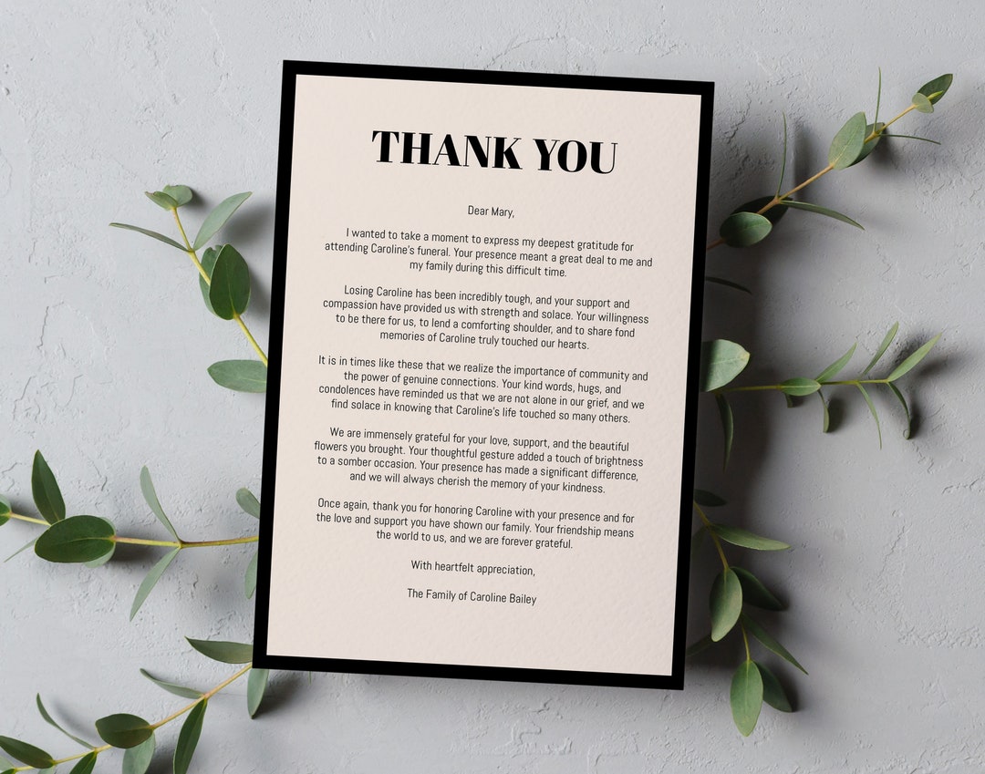 Editable Thank You Card Funeral Download Printable Template Corjl