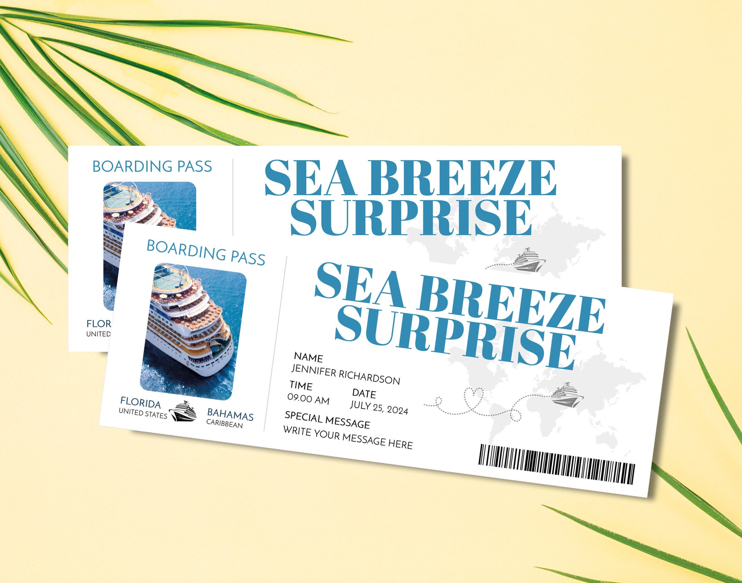Editable Boarding Pass Cruise Template, Printable Cruise Ticket ...