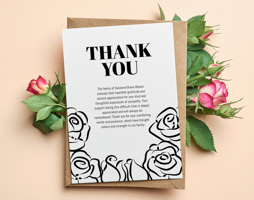 Editable Thank You Card Funeral Download Printable Template Corjl