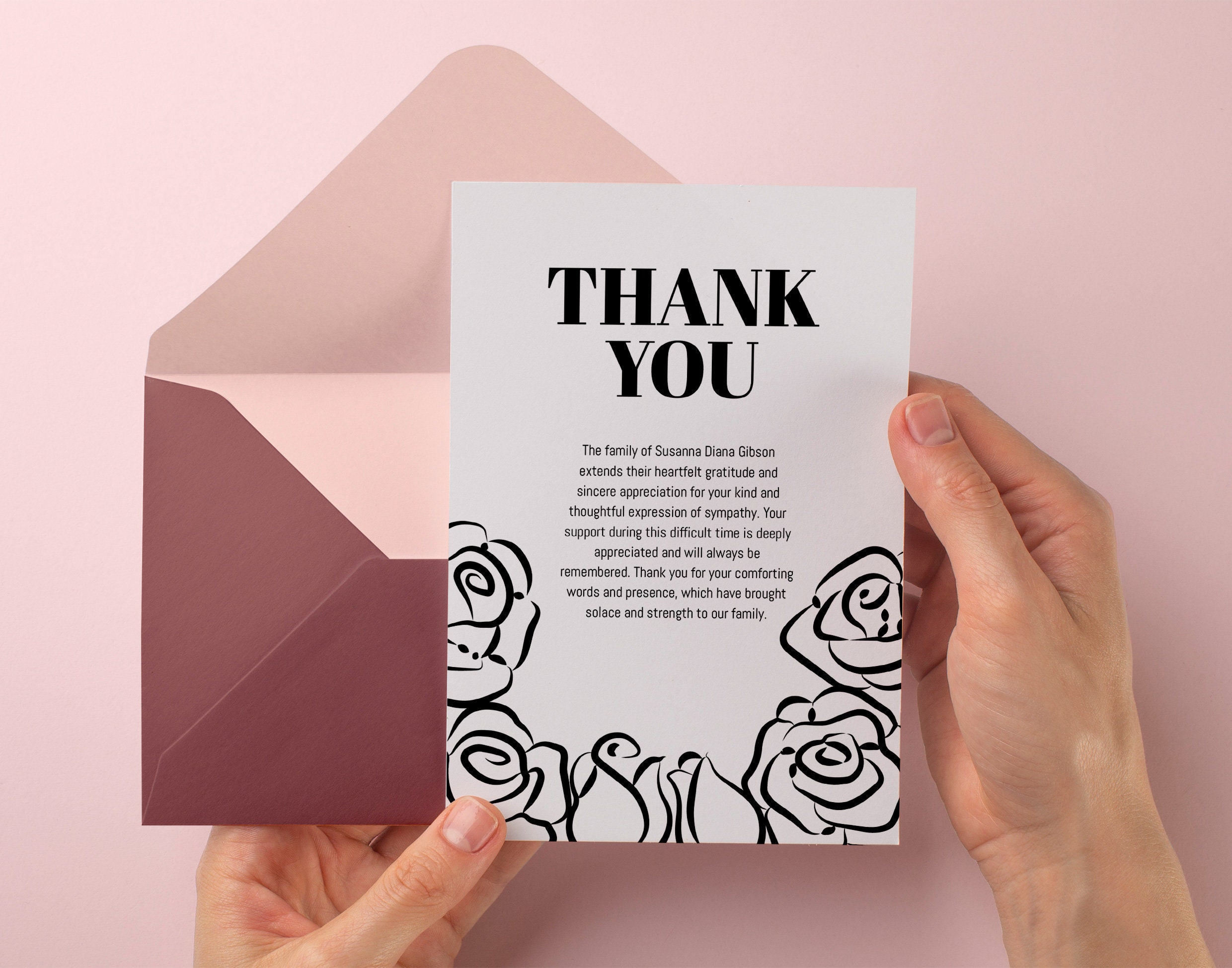 Editable Thank You Card Funeral Download Printable Template Corjl