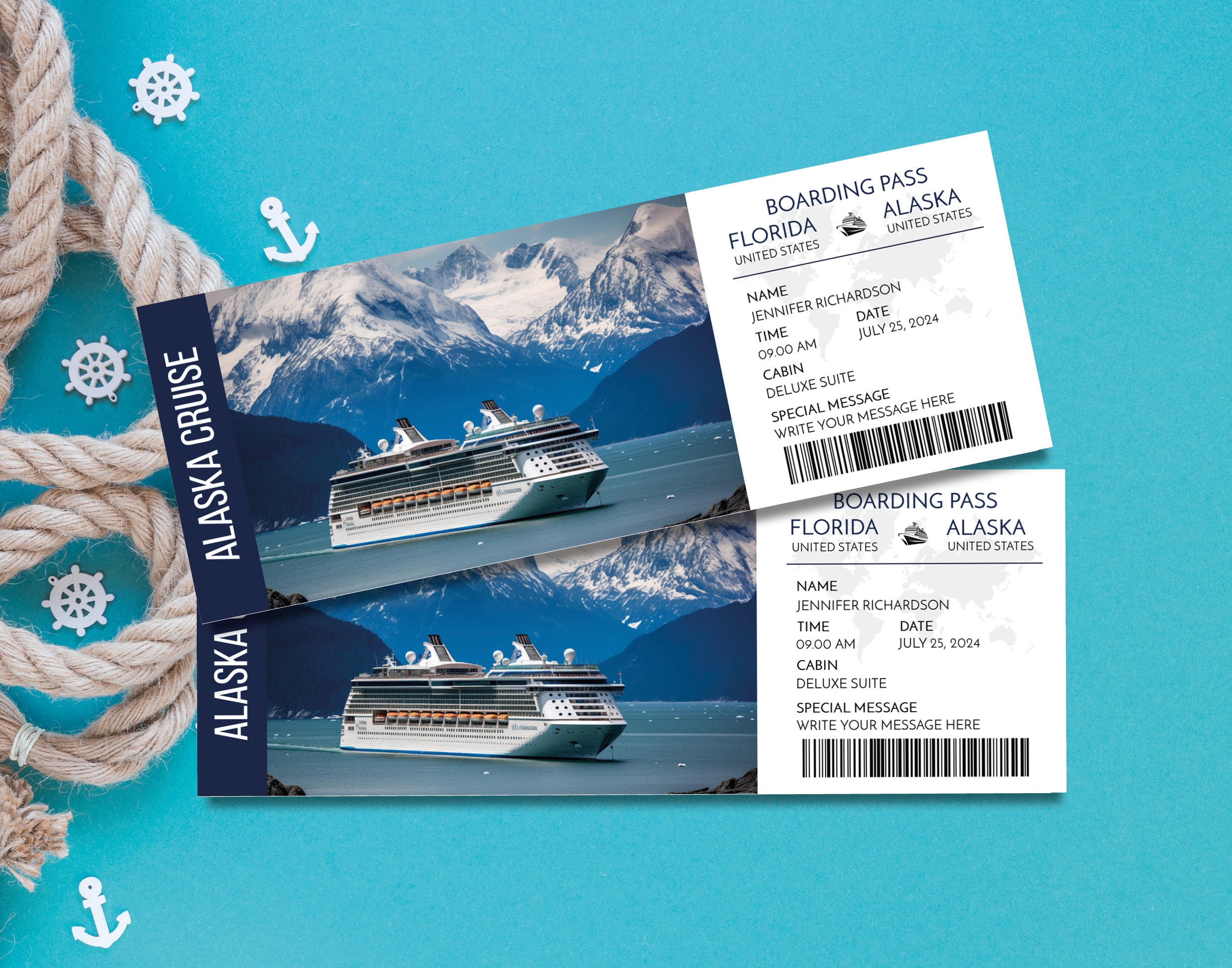 Editable Boarding Pass Cruise Template, Printable Cruise Ticket ...