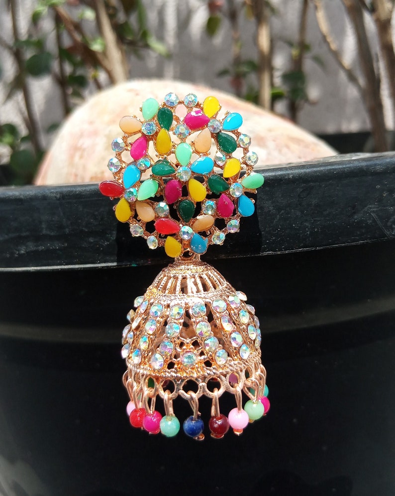 Rose Gold Jhumkas Rose Gold Earring Diamond Jhumka Gift Etsy