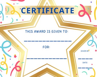 Certificato di premi per la stampa, Certificato di riconoscimento, Certificato di classe, Idee per insegnanti per premi, Certificato scolastico, Congratulazioni