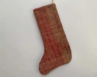 6”x17&quot; kilim stocking, turkish stocking, vintage stocking, boho stocking, turkish rug stocking, handmade stocking, christmas stocking