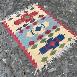 kilim rug, 3.0x3.6 decor rug, bohemian rug, turkish rug, wool rug, tribal rug, handwoven rug, neutral rug, flatweave rug , southwestern rug