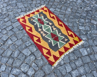 kilim rug, 2.1x3.4 turkish rug, southwestern rug, small rug, morrocan rug, wool rug, flatweave rug , rustic rug,  mexican rug, bedroom rug