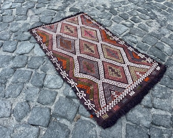 kilim rug, 1.8x2.7 turkish rug, neutral rug, handwoven bath rug, southwestern rug, navajo rug, rustic rug, vintage rug, indian rug, boho rug