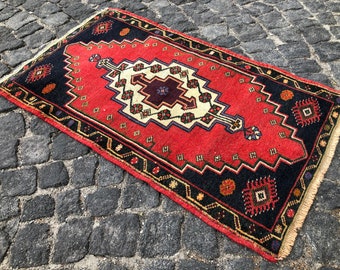 turkish rug 2.1x3.5 vintage rug, bath mat, handwoven rug, wool rug, accent rug, carpet, farmhouse rug, boho rug, handmade rug