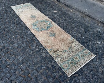 turkish rug 2.4x9.9 hallway rug, colorful rug, decorative rug, vintage rug, southwestern decor, beni ourain rug, morrocan rug, runner rug