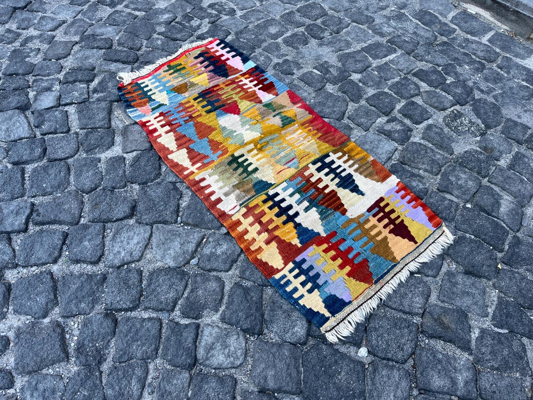 Kilim Rug, 1.6x3.3 Rustic Rug, Morrocan Rug, Geometric Rug, Mexican Rug ...