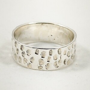 Hammered Sterling Silver Ring: Wide Band, Boho Hippie Style