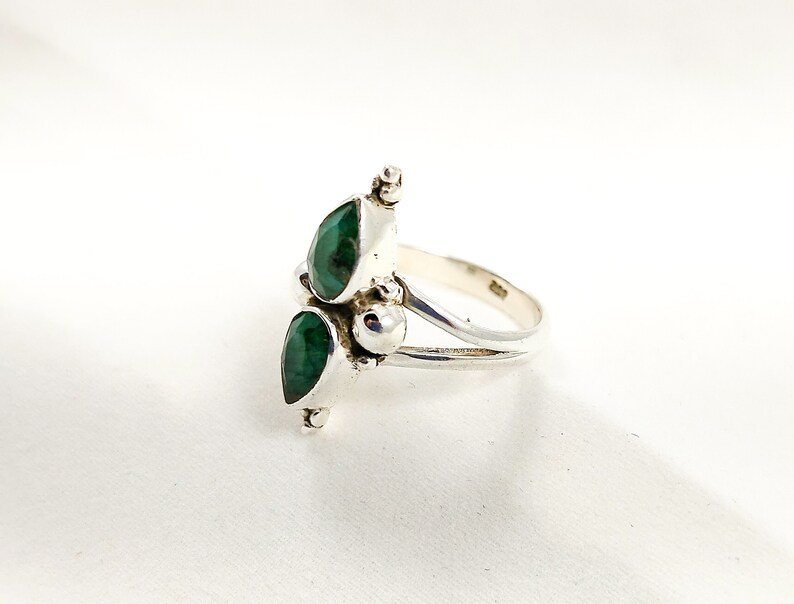 Green Sapphire Ring, Pear Cut Ring, Designer Ring, 925 Solid Sterling Ring, Statement Ring, Handmade Ring, Silver Ring, Women Gift Ring image 1