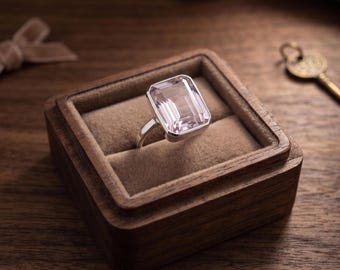 Handmade Rose Quartz Silver Ring, Statement Jewelry, Genuine Gemstone Ring, Women's Boho and Hippie Style