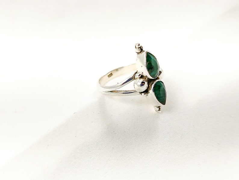 Green Sapphire Ring, Pear Cut Ring, Designer Ring, 925 Solid Sterling Ring, Statement Ring, Handmade Ring, Silver Ring, Women Gift Ring image 6