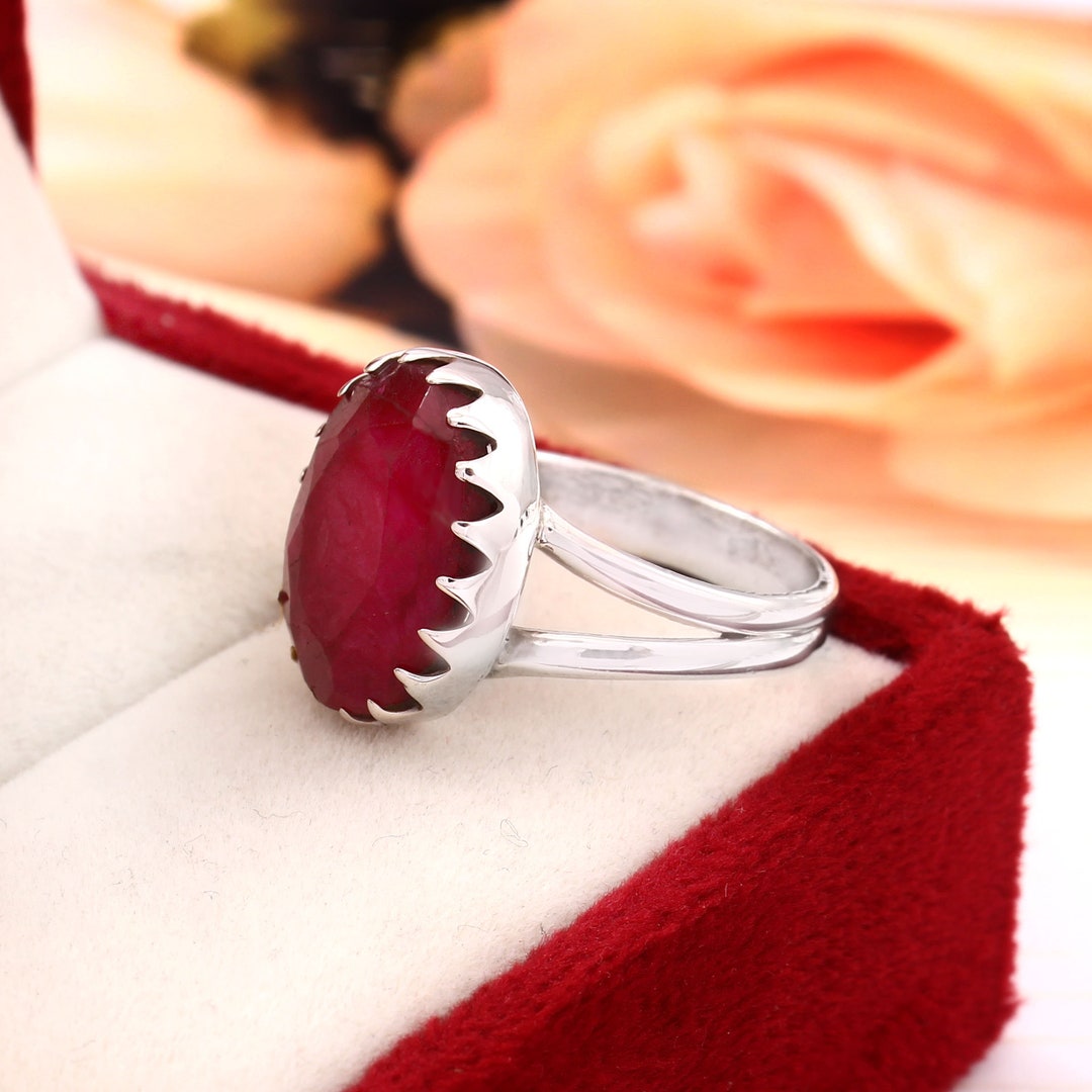 Red Ruby Jewelry Handmade Red Ruby Ring: 925 Sterling Silver Design - Etsy