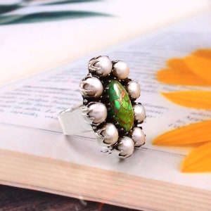 Sonoran Gold Cluster ring, beautiful silver ring, 925 solid sterling ring, two type stone ring, gemstone ring, handmade ring, Bunch ring