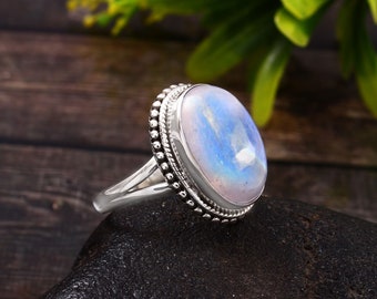 Beautiful natural moonstone ring , 925 solid sterling ring , designer ring , handmade silver ring, statement ring , gemstone ring