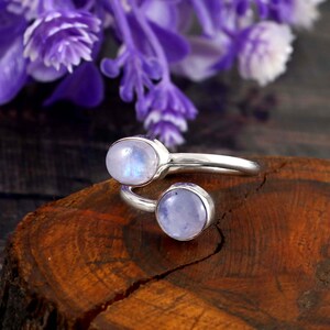 Silver Rose Quartz Ring , Dual Stone Ring , 92.5 Sterling Ring , Statement Ring, Best Ring For Proposal ,Handmade Ring ,Gemstone Silver Ring