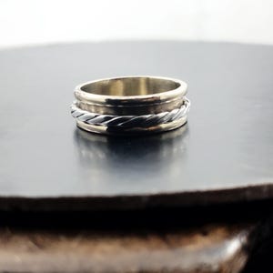 Brass Men's Band Ring | Braided Sterling Silver Design