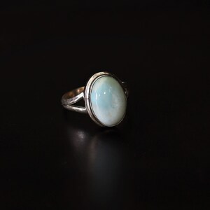 Blue Larimar Gemstone Ring: Handmade 925 Sterling Silver Statement Ring