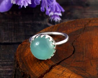 Aqua chalcedony stone ring ,925 solid sterling silver ring, deigning silver ring ,statement ring ,handmade gemstone ring ,