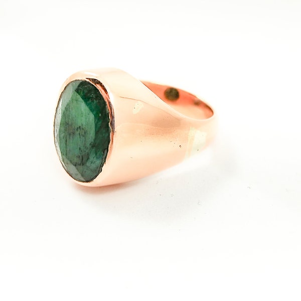 Signet Copper Ring, Sapphire Stone Ring, Handmade Copper Ring, 925 Solid Sterling Ring, Copper Ring, Men's Ring, Gift For Men, Gemstone Ring
