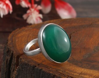 Green Onyx Ring, 925 Solid Sterling Ring, Adjustable Ring, Women Ring, Handmade Ring, Natural Gemstone Ring ,Gift Ring