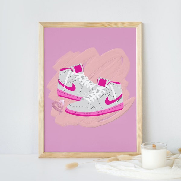 Nike Print Nike Jordan Poster Pink Nike Shoe Sneaker Teen Bedroom Decoration Gift for friend Gift for teen girl Digital Download