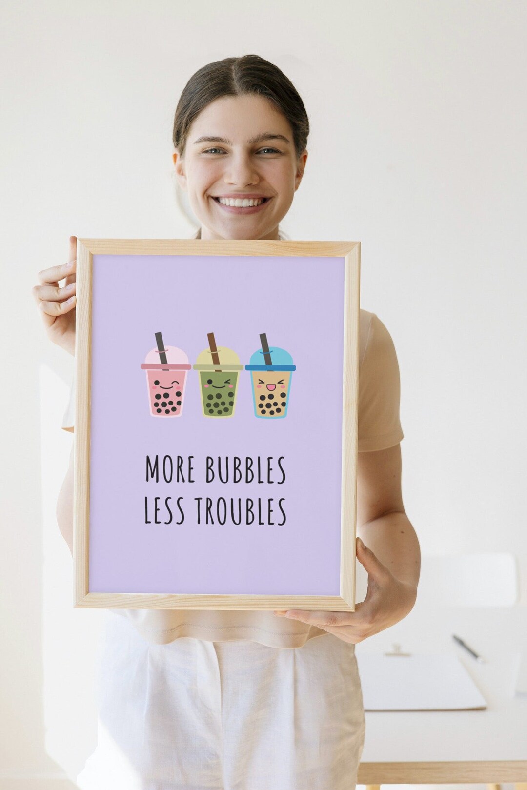 Boba Print Japanese Boba Tea Print Bubble Tea Purple Instant Digital Download Kawaii Milk Tea