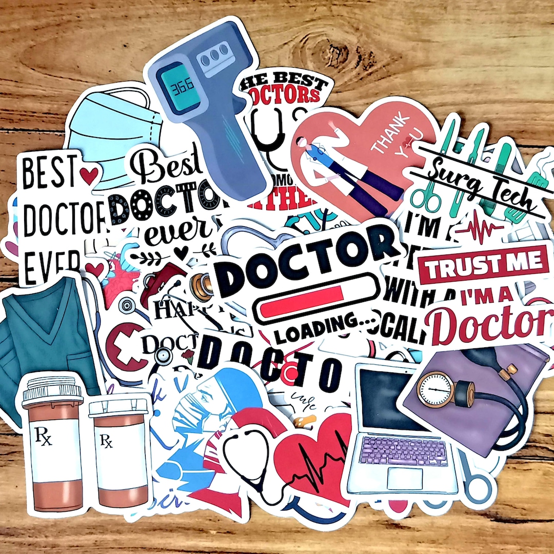 50 Doctor Medical Stickers Pack Waterproof Vinyl for Kindle Kobo E ...