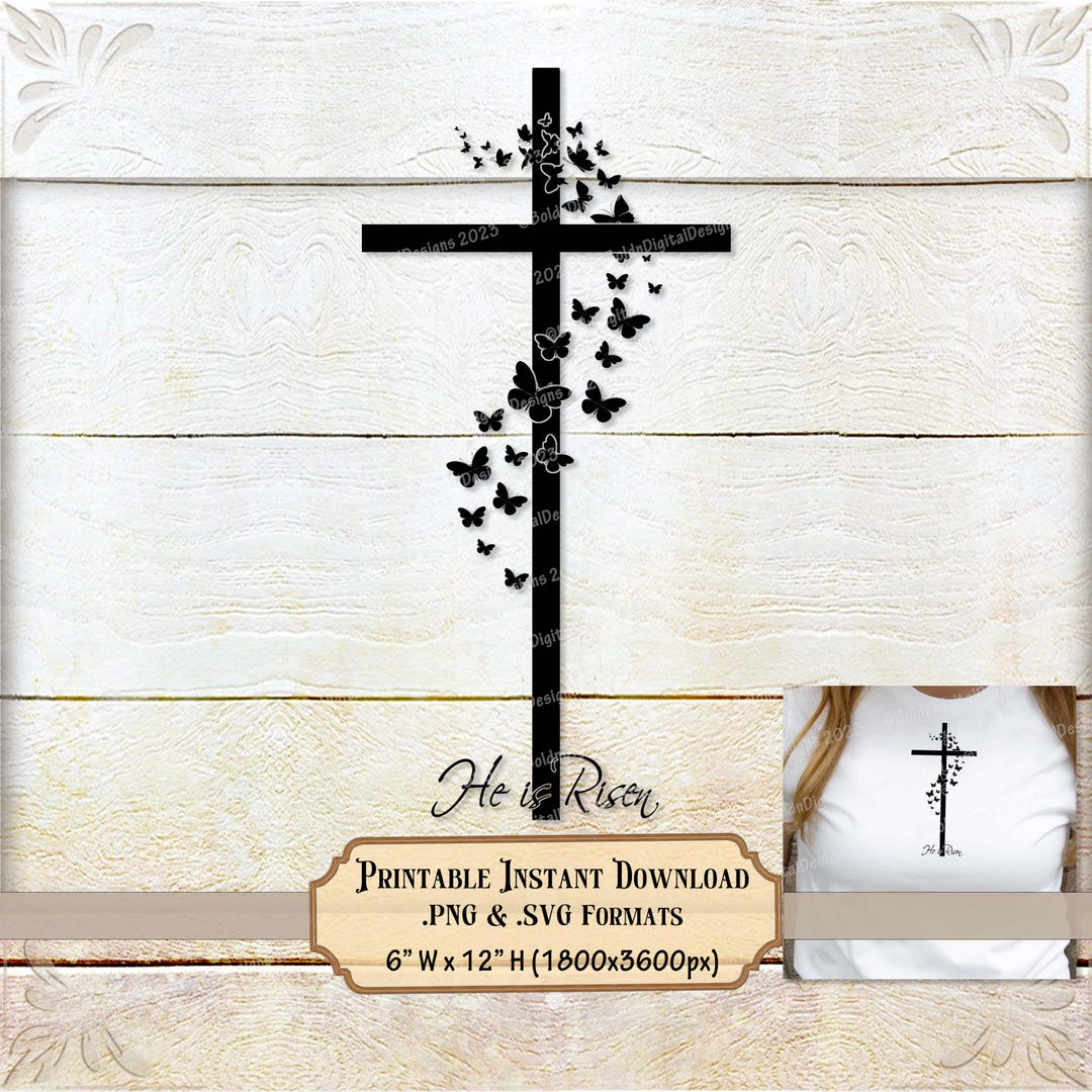 Christian Cross Butterfly PNG SVG Digital Download Faith Easter Swirl ...
