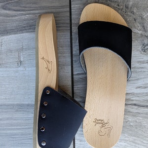 Wooden Clogs Handcrafted Black - Black Chicago - Fascio - Unisex cruelty free MMT Clogs
