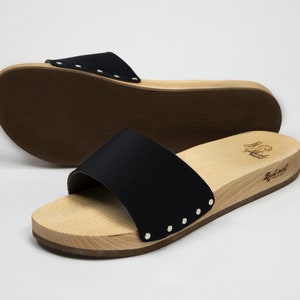 Handmade Wooden Clogs Black - Black Chicago - Fascio - Unisex cruelty-free Clog