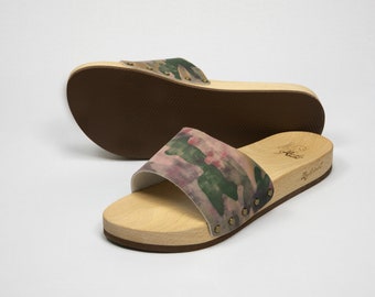Wooden Clogs Craft Camouflage Light Military - Californication - Buckle - ZoccolMMT unisex cruelty free