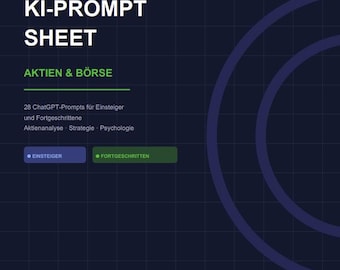 AI Prompt Sheet: Stocks and the Stock Market | 28 ChatGPT Prompts | Beginners & Advanced Users | Instant PDF Download
