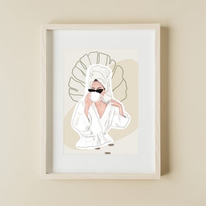 Self Care Print, Aesthetic Bathroom Wall Art,  Boho Girl Fashion Print, Feminist Poster, Female Neutral Art, Woman Abstract Print