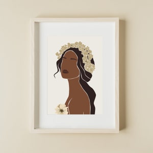 Afro Black Woman Print, African American Wall Art, Abstract Boho Woman Room Decor, Minimalist Art, Printable Art, High Quality Wall Decor