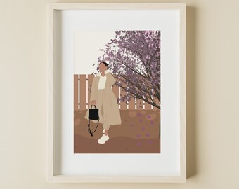 Abstract Boho Woman Room Decor, Plant Lady Print, Plant Lover Poster,  Botanical Illustration,Female Portrait Print, Feminist Wall Art