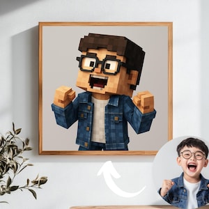 Custom Mine-Style Portrait from Photo | Personalized Gamer Gift | Unique Digital Download or Print for Mine Fans