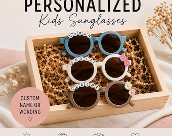 Personalized Kids Sunglasses | Custom Name Sunglasses | Toddler Sunglasses | Kids Birthday Gift | Personalized Party Favor
