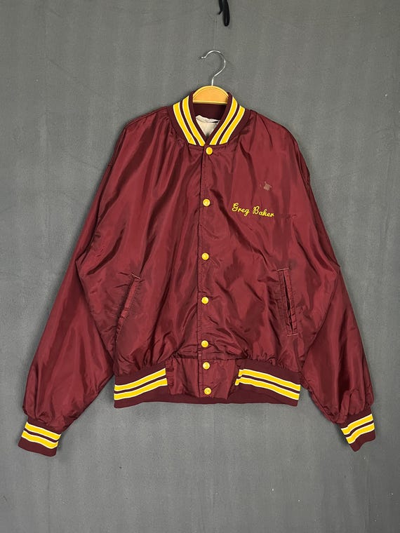 Vintage 70s West Wind Nylon Bomber Varsity Jacket Letterman Made 
