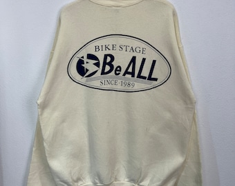 Vintage 90s Bike Stage Be All Crewneck Sweatshirt Pullover Sweater Big Logo Fruit Of The Loom Streetwear Size L